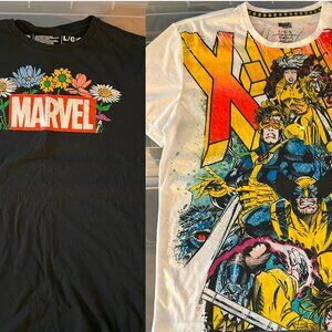 Marvel TWO Shirt Bundle NEW Men's Large: Neff Floral Print and Allover X-Men